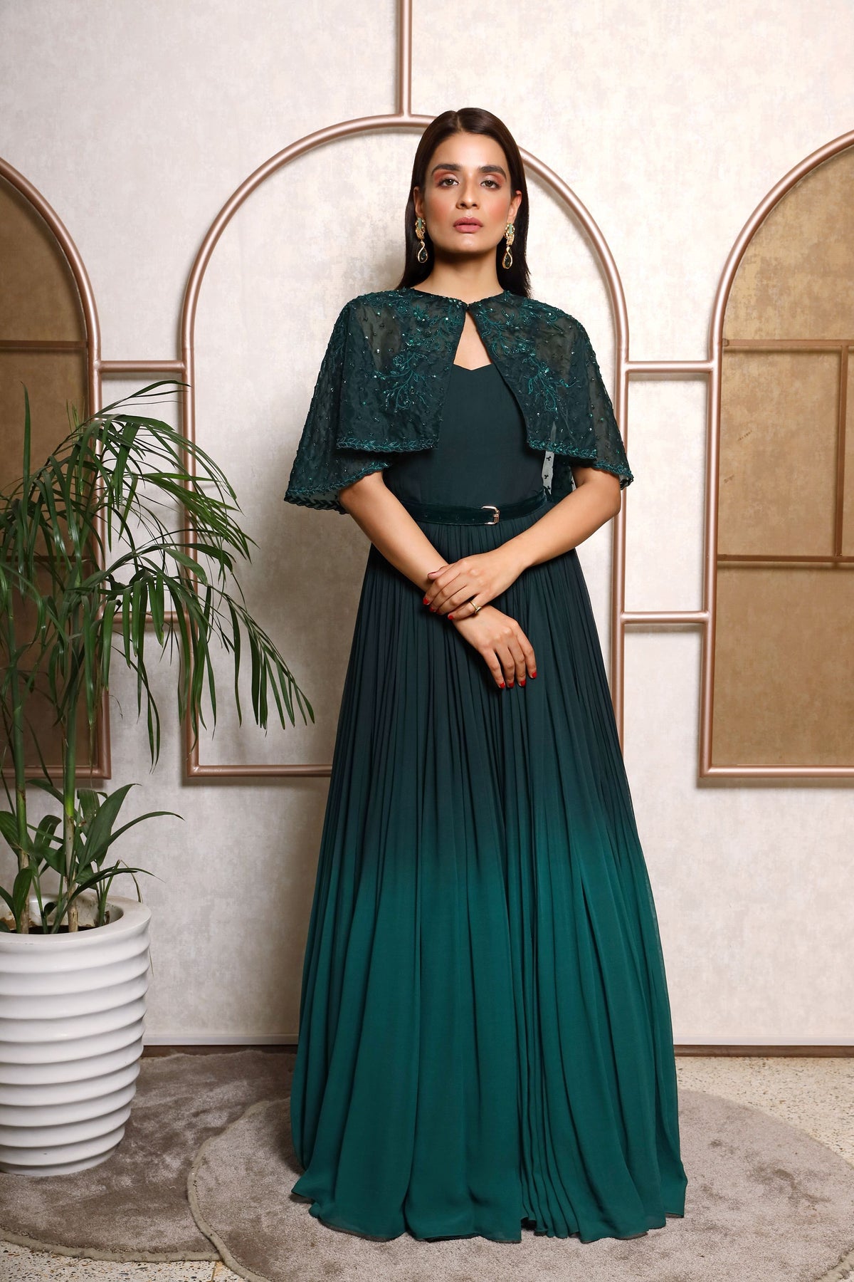 Mid Blue Anarkali Style Floor Length Gown with Belt | MUGDHA-11026 |  Cilory.com