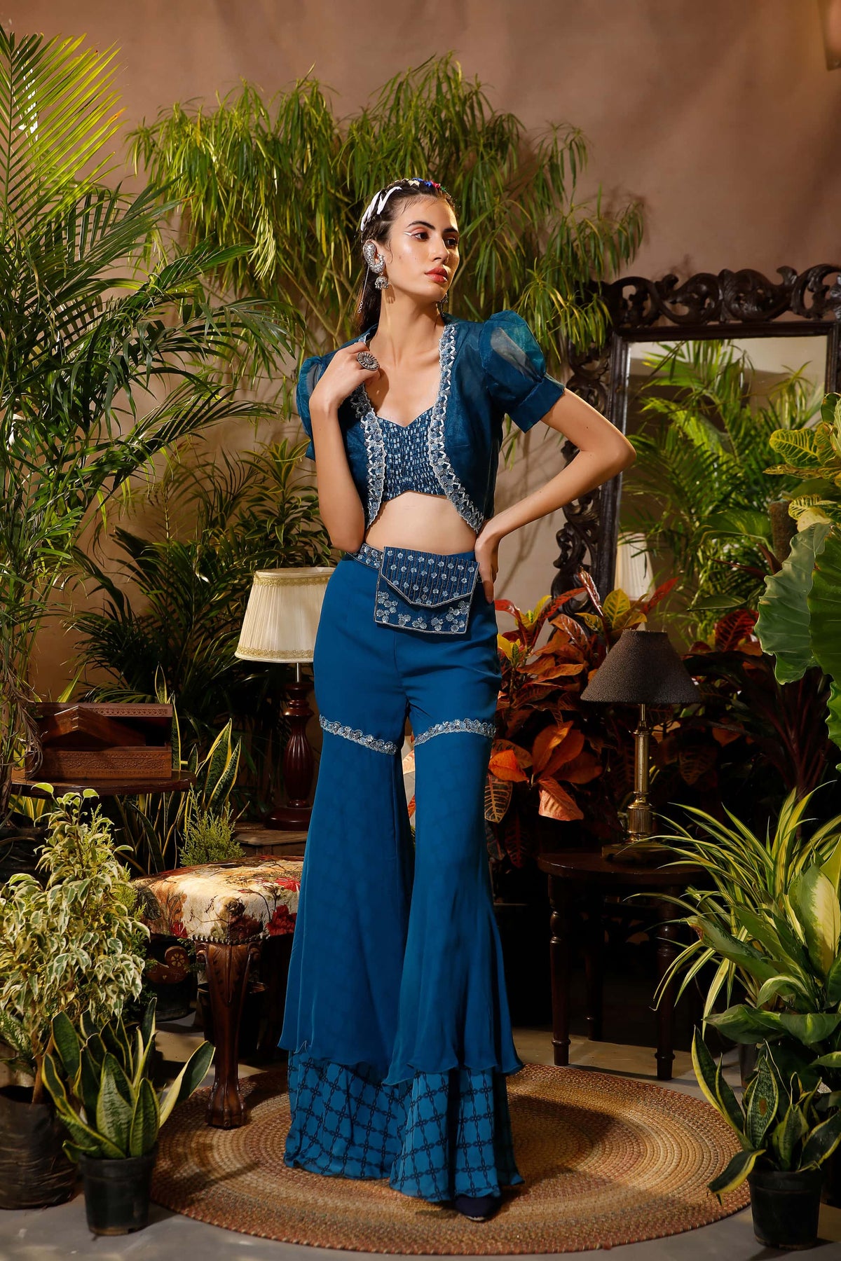 Ananya Panday's cobalt blue Arpita Mehta crop top + sharara pants are apt  for a friend's mehandi | VOGUE India